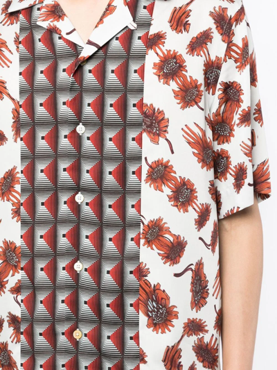 Shop Paul Smith Floral-print Short-sleeved Shirt In Braun