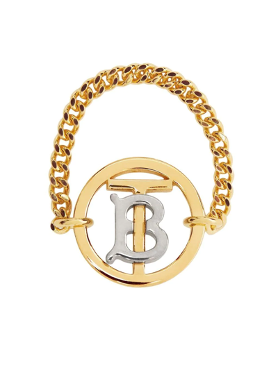 Shop Burberry Logo-plaque Chain-link Ring In Gold