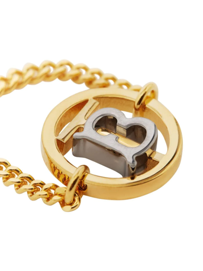 Shop Burberry Logo-plaque Chain-link Ring In Gold