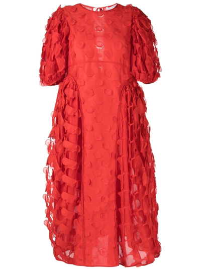 Shop Cecilie Bahnsen Finnegan Textured Midi Dress In Red