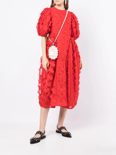 Shop Cecilie Bahnsen Finnegan Textured Midi Dress In Red