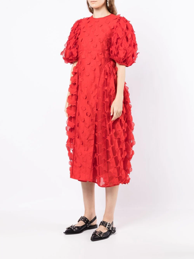 Shop Cecilie Bahnsen Finnegan Textured Midi Dress In Red