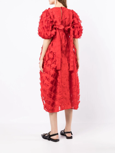 Shop Cecilie Bahnsen Finnegan Textured Midi Dress In Red