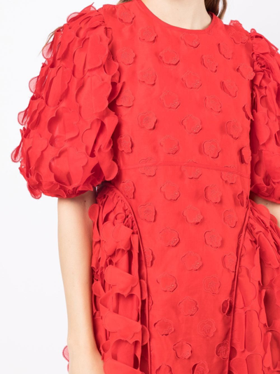Shop Cecilie Bahnsen Finnegan Textured Midi Dress In Red