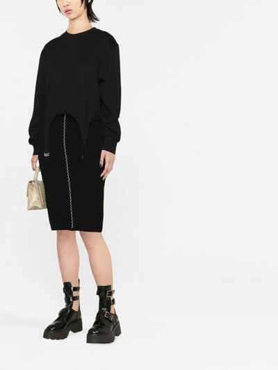 Shop Off-white Contrast-stitch High-waisted Skirt In Schwarz