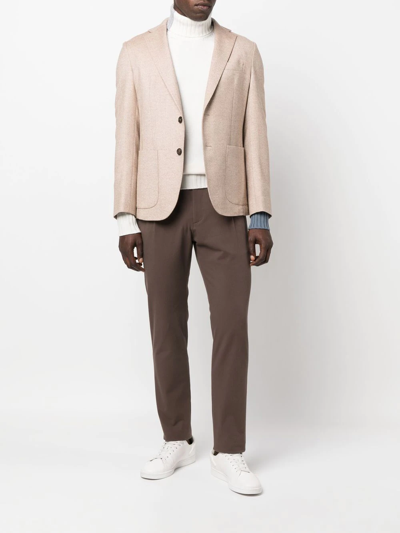 Shop Eleventy Buttoned-up Single-breasted Blazer In Nude