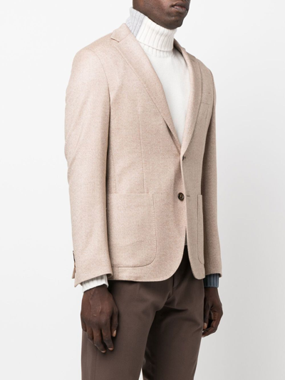 Shop Eleventy Buttoned-up Single-breasted Blazer In Nude