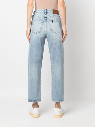 Shop Liu •jo Ripped Straight-leg Jeans In Blau