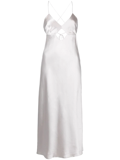 Shop Michelle Mason Cut-out Detail Midi Dress In Silber