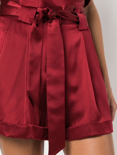 Shop Michelle Mason Pleated-detail Belted Shorts In Rot