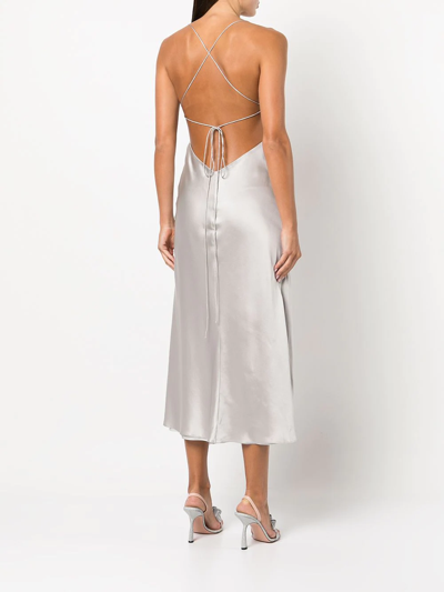 Shop Michelle Mason Cut-out Detail Midi Dress In Silber