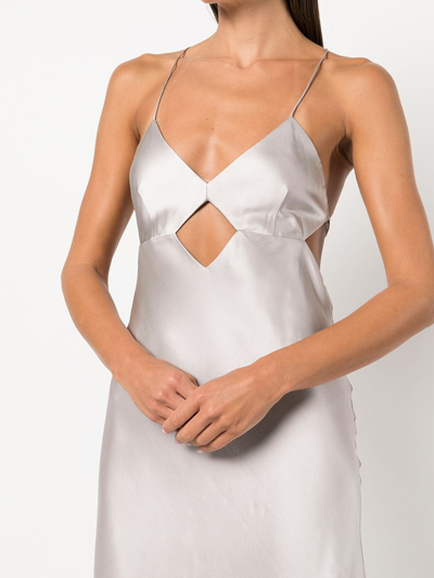 Shop Michelle Mason Cut-out Detail Midi Dress In Silber