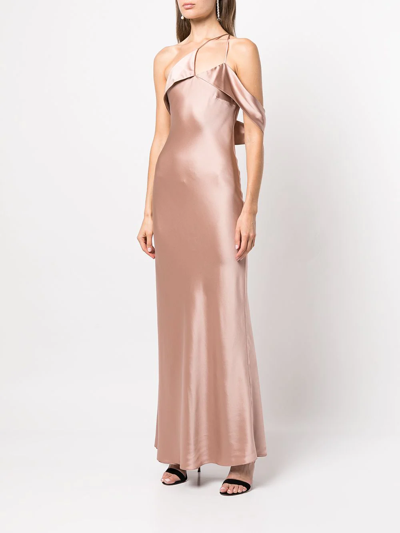 Shop Michelle Mason Bias-cut One-shoulder Gown In Rosa