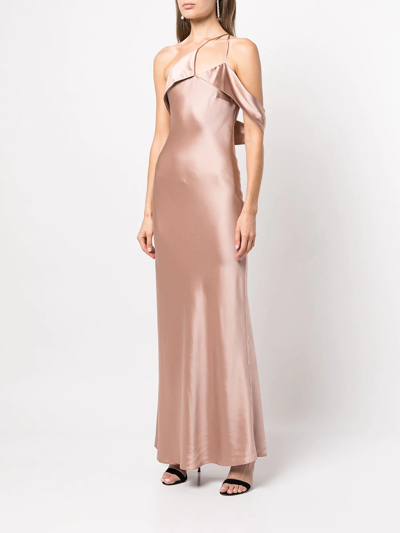 Michelle Mason Bias-cut One-shoulder Gown In Rosa