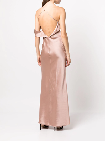 Shop Michelle Mason Bias-cut One-shoulder Gown In Rosa