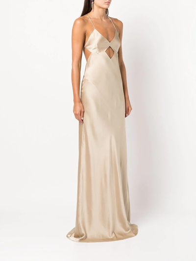 Shop Michelle Mason Cut-out Detail Silk Gown In Gold