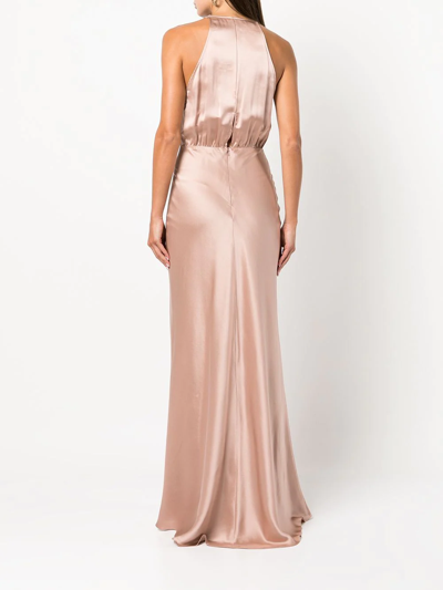 Shop Michelle Mason Draped Halterneck Dress In Rosa