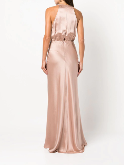 Michelle Mason Draped Halterneck Dress In Rosa