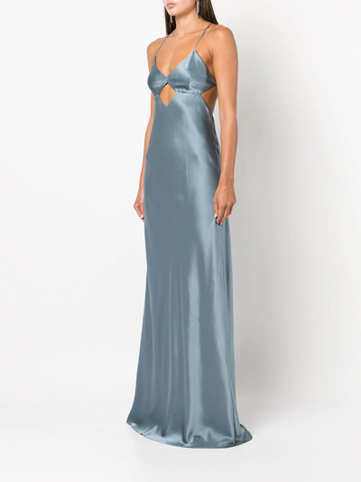 Shop Michelle Mason Cut-out Detail Silk Gown In Blau
