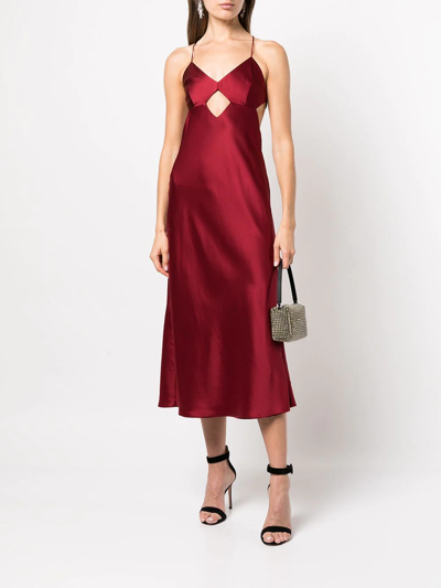 Shop Michelle Mason Cut-out Detail Midi Dress In Rot