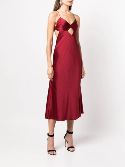 Shop Michelle Mason Cut-out Detail Midi Dress In Rot