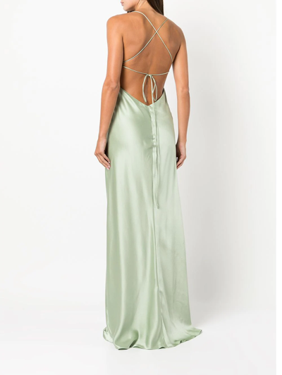 Shop Michelle Mason Cut-out Detail Silk Gown In Grün