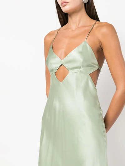 Shop Michelle Mason Cut-out Detail Silk Gown In Grün