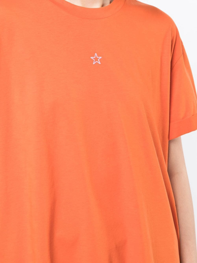 Shop Stella Mccartney Embroidered-star Detail T-shirt In Orange