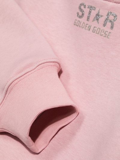 Shop Golden Goose Glitter Star-patch Cotton Sweatshirt In Rosa