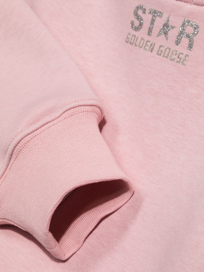 Golden Goose Glitter Star-patch Cotton Sweatshirt In Rosa