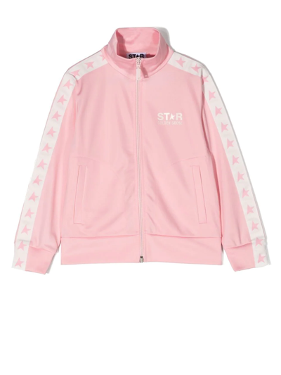 Shop Golden Goose Logo-print Jersey Track Jacket In Rosa