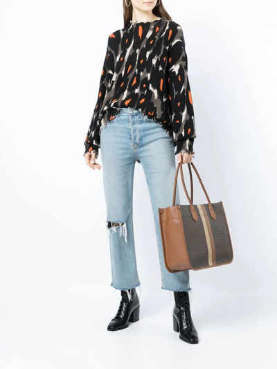 Shop Michael Michael Kors Heidi Monogram-pattern Tote Bag In Braun
