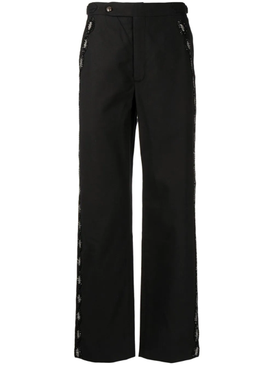 Shop Bode Bead-embellished Tailored Trousers In Schwarz