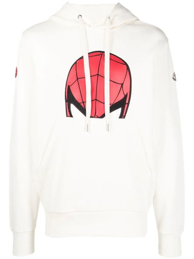 Shop Moncler Spider-man Motif Hoodie In Weiss