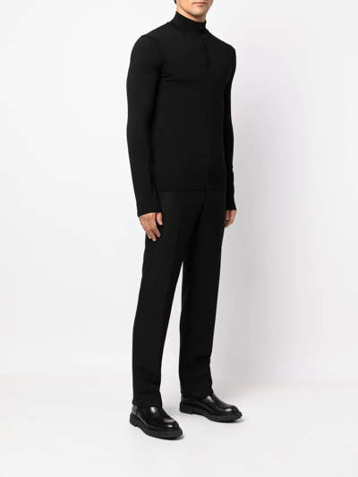 Hugo Boss Roll-neck Virgin Wool Jumper In Schwarz