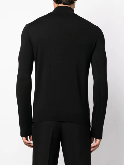 Hugo Boss Roll-neck Virgin Wool Jumper In Schwarz