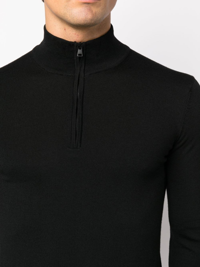 Shop Hugo Boss Roll-neck Virgin Wool Jumper In Schwarz