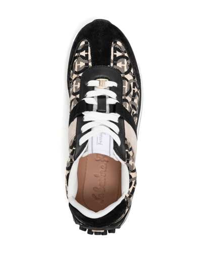 Shop Ferragamo Gancini-print Low-top Sneakers In Schwarz