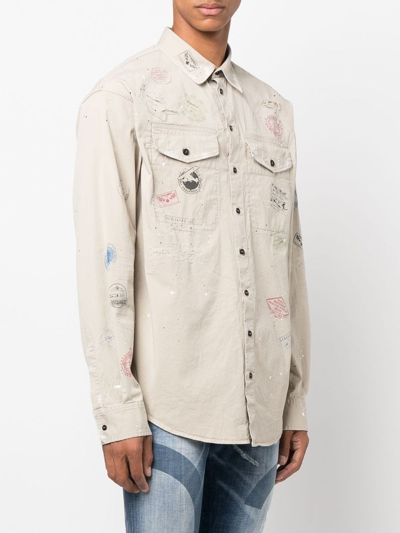 Shop Dsquared2 Paint-print Stamp-design Shirt In Nude