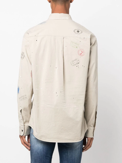 Shop Dsquared2 Paint-print Stamp-design Shirt In Nude