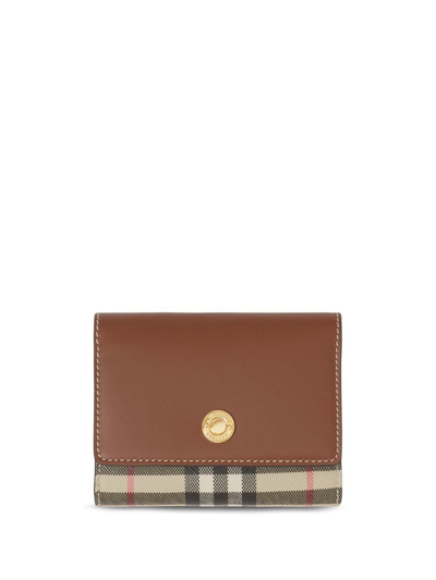 Shop Burberry Vintage Check Tri-fold Wallet In Nude