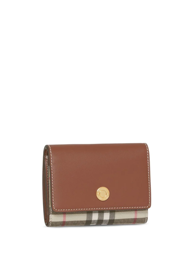Shop Burberry Vintage Check Tri-fold Wallet In Nude