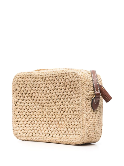 Anya Hindmarch Raffia Crossbody Bag With Iconic Eyes Applique In Nude