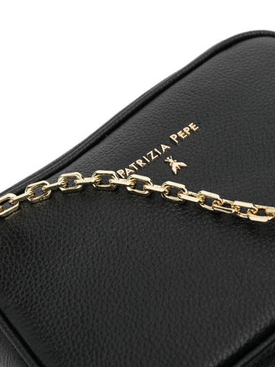 Shop Patrizia Pepe Logo-plaque Leather Crossbody Bag In Schwarz