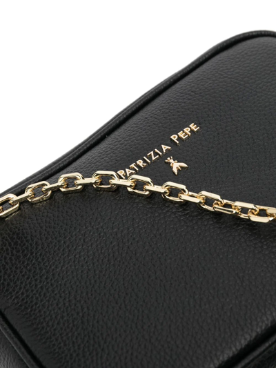 Patrizia Pepe Small Leather Crossbody Bag In Schwarz