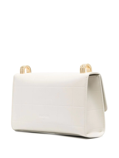 Shop Patrizia Pepe Embossed-check Shoulder Bag In Weiss