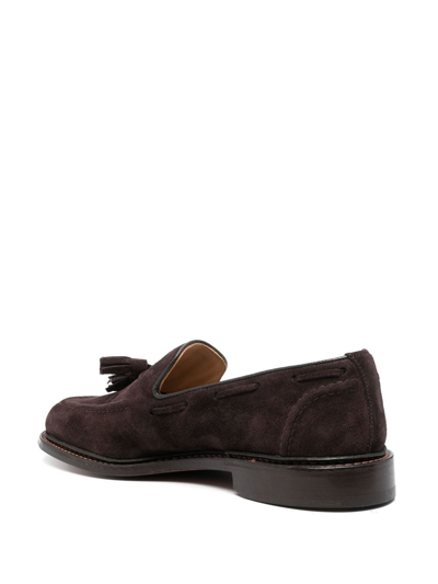 Tricker's Tassel Loafers In Luxurious Suede With Refined Detailing In Brown
