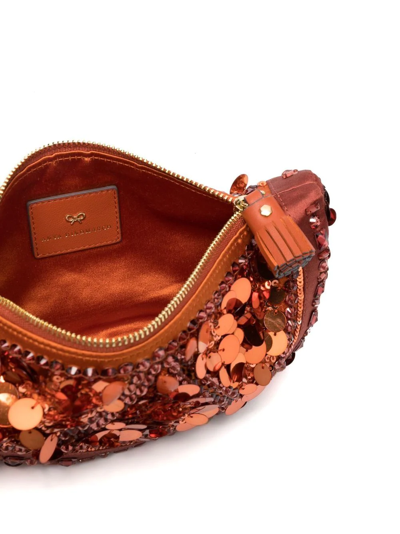 Shop Anya Hindmarch Sequin-embellished Clutch Bag In Orange