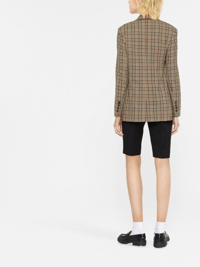 Shop Pinko Double-breasted Checked Blazer In Nude