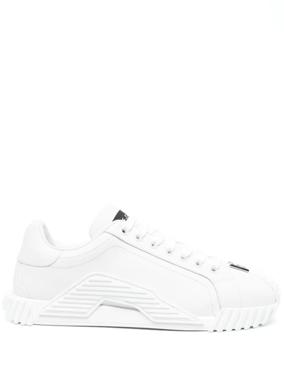 Shop Dolce & Gabbana Logo-lettering Low-top Sneakers In Weiss